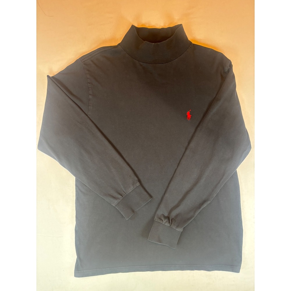 Polo Ralph Lauren Black Label Pima Soft Touch Mock Neck Shirt Black Mens Large L